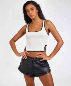 Knitted Scallop Tank Top - Cream, LRG Knitted Scallop Tank Top - Cream, LRG