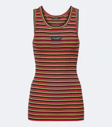 Knitted striped cotton tank top Knitted striped cotton tank top