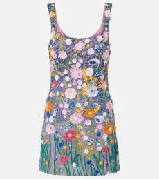Là Fuori Embroidered floral-appliquà minidress Là Fuori Embroidered floral-appliquà minidress