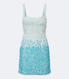 Là Fuori Ombré floral sequined silk minidress Là Fuori Ombré floral sequined silk minidress