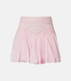 Lace-trimmed cotton miniskirt Lace-trimmed cotton miniskirt