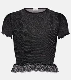 Lace-trimmed silk top Lace-trimmed silk top