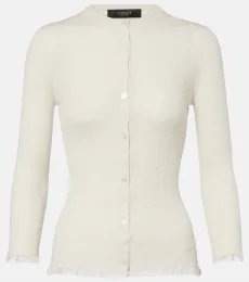 Lace-trimmed wool cardigan Lace-trimmed wool cardigan