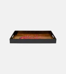 Lacquered wooden decorative tray