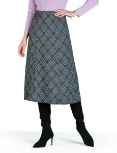 | Ladies | 6 Panel Diamond Check Skirt | Elasticated Waist, Check Print with Adjustable Length | Grey Marl