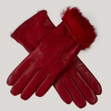 Ladies Brick Red Rabbit Fur Lined Leather Gloves Ladies Brick Red Rabbit Fur Lined Leather Gloves