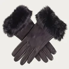 Ladies Leather Gloves with Rabbit Fur Cuff Ladies Leather Gloves with Rabbit Fur Cuff