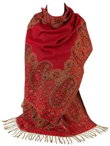 Ladies Paisley Bordered Pashmina Feel Shawl Scarf Wrap Stole Luxuriously Warm Soft Vibrant (Red) Ladies Paisley Bordered Pashmina Feel Shawl Scarf Wrap Stole Luxuriously Warm Soft Vibrant (Red)