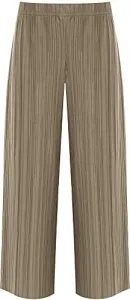 Ladies Pleated Wide Leg Flared Casual Palazzo Trousers Pants Size 14 (Mocha, 20 )