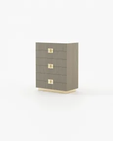 LADY Tallboy Chest of Drawers Aged Oak Veneer Matte LADY Tallboy Chest of Drawers Aged Oak Veneer Matte