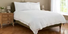 Langham Double Row Cord Bed Linen Set - White, Double Langham Double Row Cord Bed Linen Set - White, Double