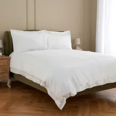 Langham Double Row Cord Duvet Cover, Single - White Langham Double Row Cord Duvet Cover, Single - White