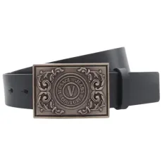 Large Baroque Buckle Black Leather Belt 90