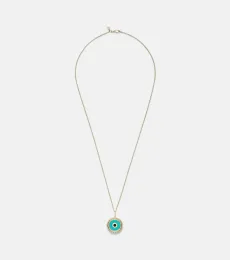 Large Evil Eye 14kt gold chain necklace with diamonds and turquoise Large Evil Eye 14kt gold chain necklace with diamonds and turquoise