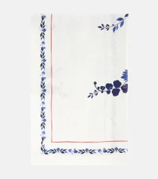 Large floral linen tablecloth