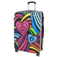 Large Size Four Wheels Hard Shell Suitcase Hearts Printed Expandable Luggage Cosmos Black Large Size Four Wheels Hard Shell Suitcase Hearts Printed Expandable Luggage Cosmos Black