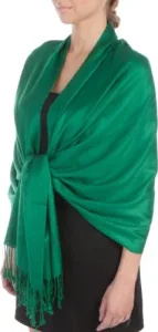 Large Soft Silky Pashmina Shawl Wrap Scarf in Solid Colors - Emerald Green Large Soft Silky Pashmina Shawl Wrap Scarf in Solid Colors - Emerald Green