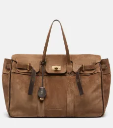 Large suede tote bag