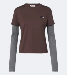 Layered cotton jersey T-shirt