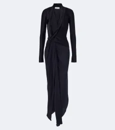 Lea draped silk-trimmed jersey maxi dress