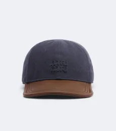 Leather and cotton gabardine baseball cap Leather and cotton gabardine baseball cap