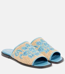 Leather espadrille slides Leather espadrille slides
