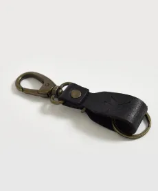 Leather Keyring - Worn Black