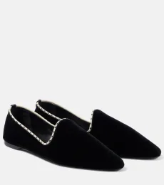 Leather-lined velvet slippers Leather-lined velvet slippers