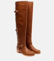 Leather over-the-knee boots