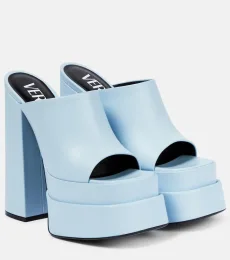 Leather platform mules Leather platform mules