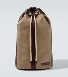 Leather-trimmed canvas backpack Leather-trimmed canvas backpack