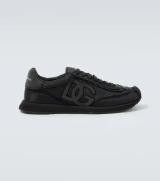 Leather-trimmed canvas sneakers Leather-trimmed canvas sneakers