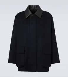 Leather-trimmed cashmere blouson jacket Leather-trimmed cashmere blouson jacket