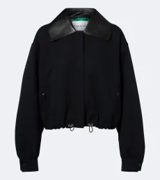 Leather-trimmed cotton and wool jacket Leather-trimmed cotton and wool jacket