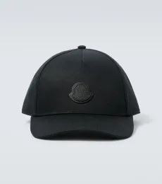 Leather-trimmed cotton baseball cap Leather-trimmed cotton baseball cap