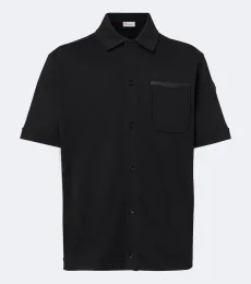 Leather-trimmed cotton shirt Leather-trimmed cotton shirt
