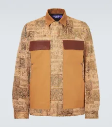 Leather-trimmed jacquard jacket Leather-trimmed jacquard jacket