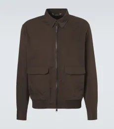 Leather-trimmed silk blouson jacket Leather-trimmed silk blouson jacket