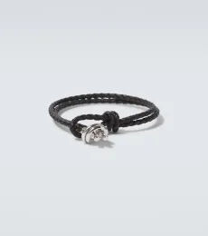Leather-trimmed sterling silver bracelet Leather-trimmed sterling silver bracelet
