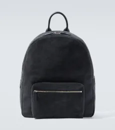 Leather-trimmed suede backpack Leather-trimmed suede backpack