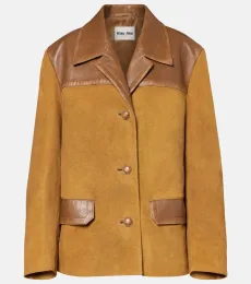 Leather-trimmed suede jacket Leather-trimmed suede jacket
