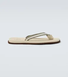 Leather-trimmed thong sandals Leather-trimmed thong sandals