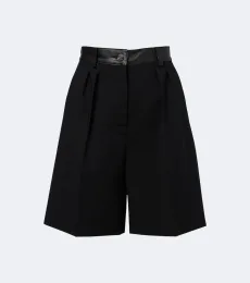 Leather-trimmed wool-blend shorts Leather-trimmed wool-blend shorts