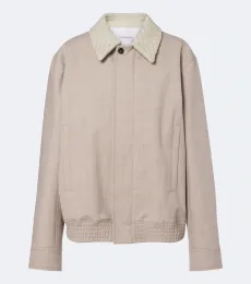 Leather-trimmed wool blouson jacket Leather-trimmed wool blouson jacket
