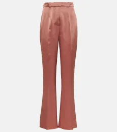 Leena high-rise satin straight pants Leena high-rise satin straight pants
