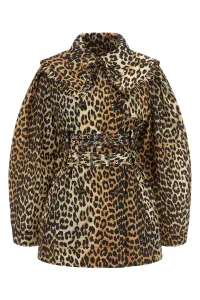 Leopard Duchesse Nylon Short Trench Coat