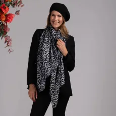 Leopard Print Cashmere & Silk Scarf & Cashmere Beret Set Leopard Print Cashmere & Silk Scarf & Cashmere Beret Set