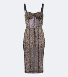 Leopard-print cotton and silk bustier dress Leopard-print cotton and silk bustier dress