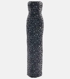 Leopard-print strapless velvet gown Leopard-print strapless velvet gown