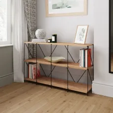Leyo Wide Cube Shelving Unit Bookcase in Oak Black Leyo Wide Cube Shelving Unit Bookcase in Oak Black
